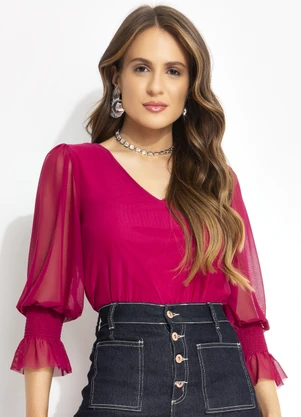 Quintess - Blusa Magenta em Tule - QUINTESS