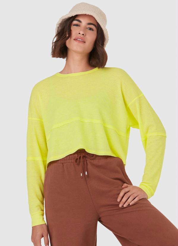 Malwee - Blusa Malha Textura Rajada Amarelo