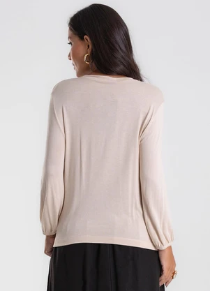 Endless - Blusa Manga 3/4 Bufante Visco Bege - ENDLESS