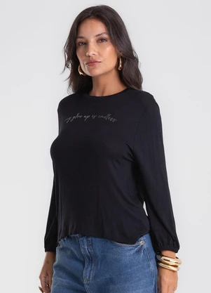 Endless - Blusa Manga 3/4 Bufante Visco Preto - ENDLESS