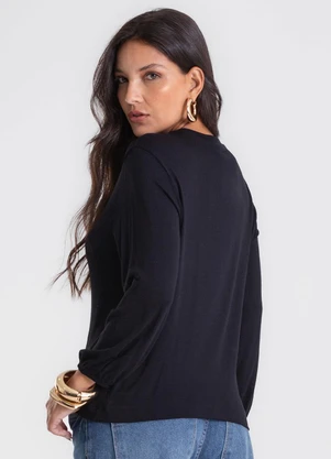 Endless - Blusa Manga 3/4 Bufante Visco Preto - ENDLESS