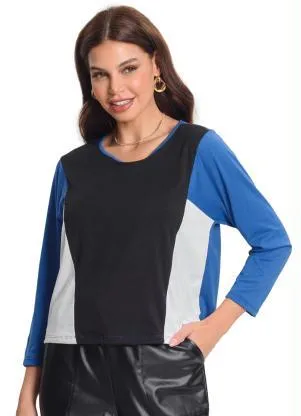 Rovitex - Blusa Manga 7/8 Azul - ROVITEX