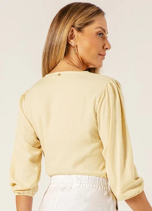 Principessa - Blusa Manga 7/8 com Decote V Juliana Amarelo - PRINCIPESSA
