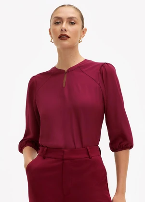 Principessa - Blusa Manga 7/8 em Crepe Vermelho Marsala Cirlane - PRINCIPESSA