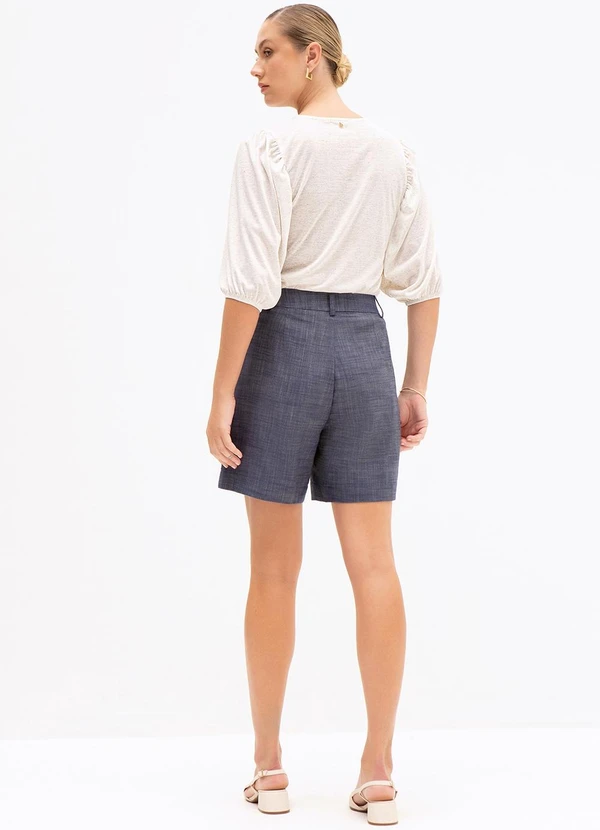 Principessa - Blusa Manga 7/8 em Malha com Linho Natural Yone 4