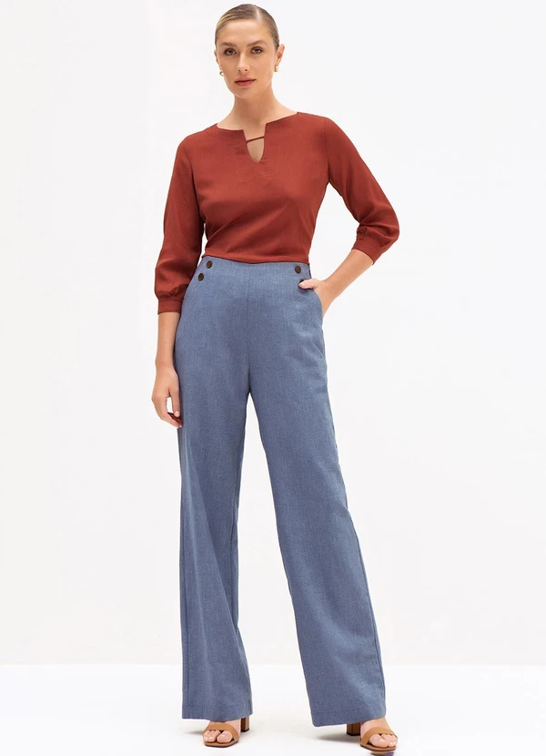 Principessa - Blusa Manga 7/8 em Viscose Terracota Fabrine 3