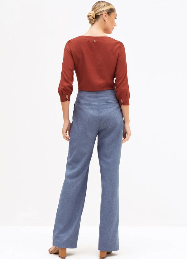 Principessa - Blusa Manga 7/8 em Viscose Terracota Fabrine 4