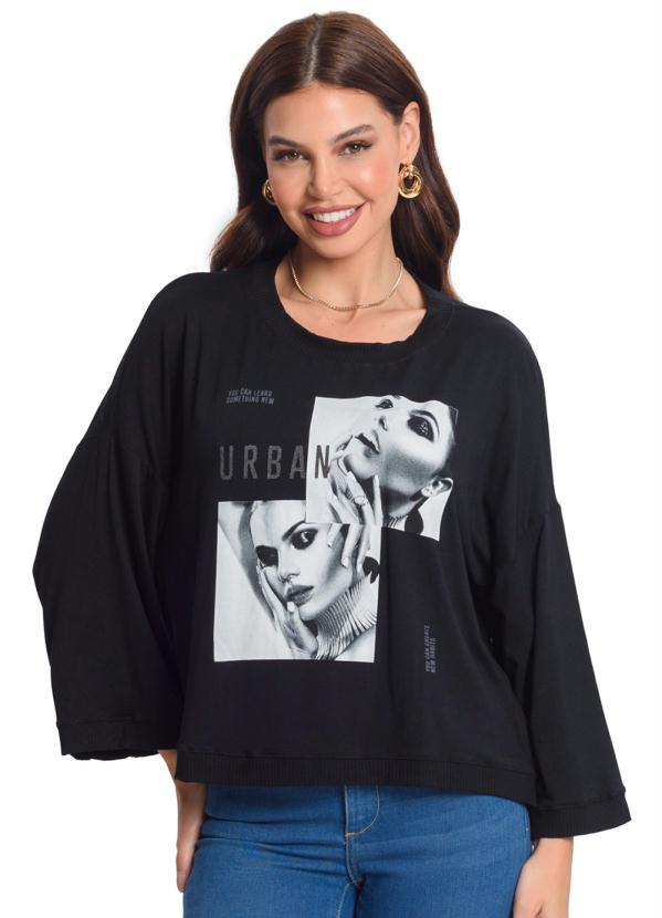 Rovitex - Blusa Manga 7/8 Preto