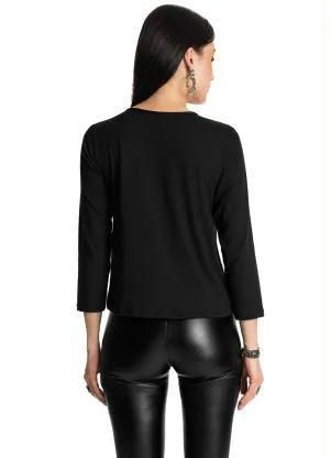 Rovitex - Blusa Manga 7/8 Preto - ROVITEX