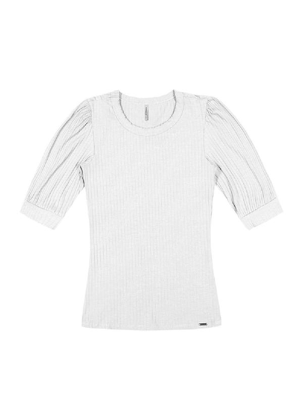 Rezzato - Blusa Manga Bufante Canelada Feminino Branco