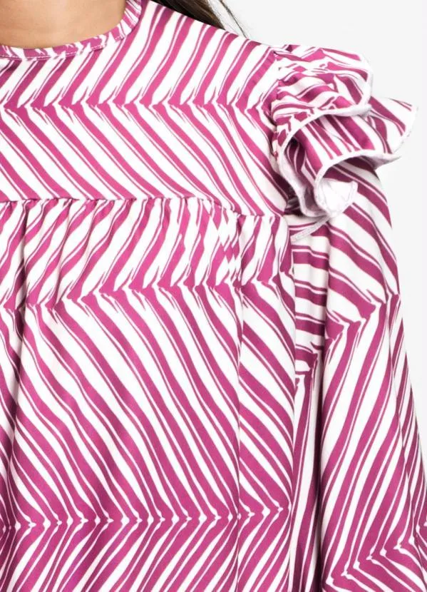 bonprix - Blusa Manga Bufante Listras Roxas 2