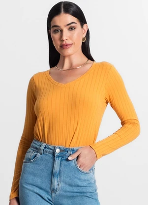 Infinita Cor - Blusa Manga Longa Amarelo - INFINITA COR