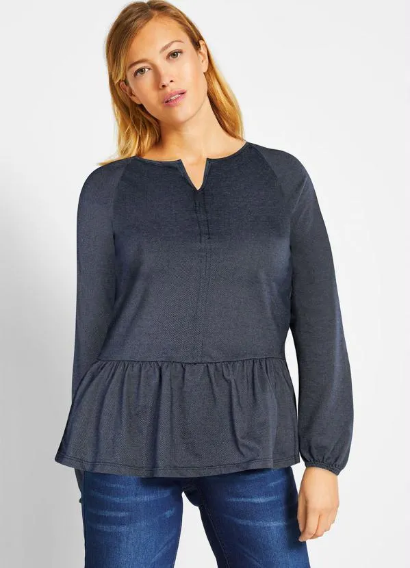 Queima Estoque - Blusa Manga Longa Azul Marinho 1