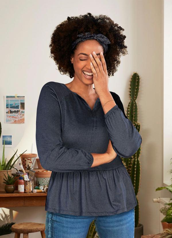 Outlet - Blusa Manga Longa Azul Marinho 3