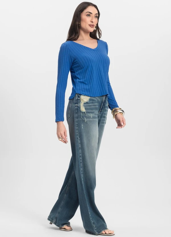 Infinita Cor - Blusa Manga Longa Azul 3