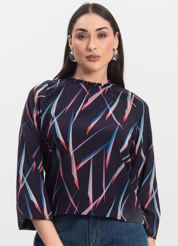 Infinita Cor - Blusa Manga Longa Azul