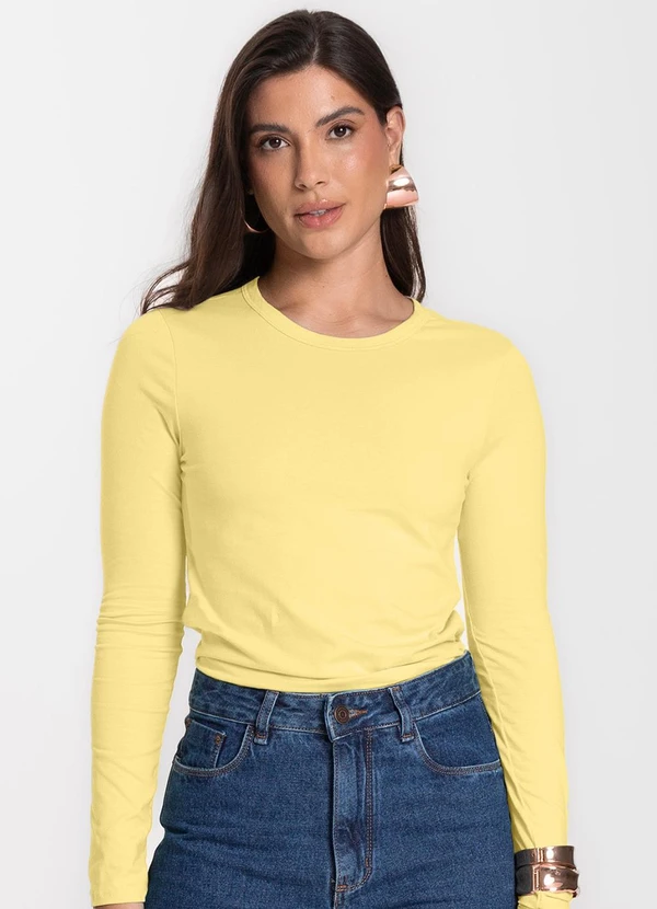 Select - Blusa Manga Longa Básica Amarelo