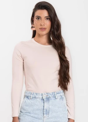 Select - Blusa Manga Longa Básica Bege - SELECT