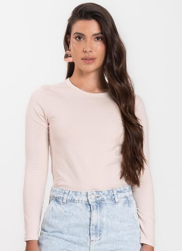 Select - Blusa Manga Longa Básica Bege