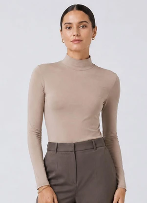 Select - Blusa Manga Longa Básica  Bege - SELECT