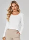 Rovitex - Blusa Manga Longa Básica Marrom - variação: Branco
