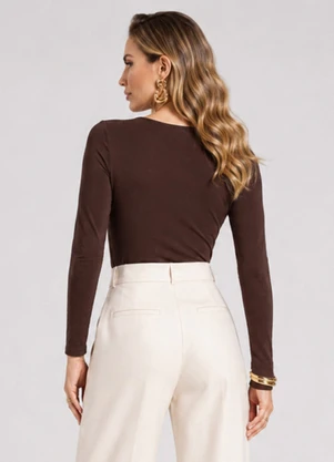 Rovitex - Blusa Manga Longa Básica Marrom - ROVITEX