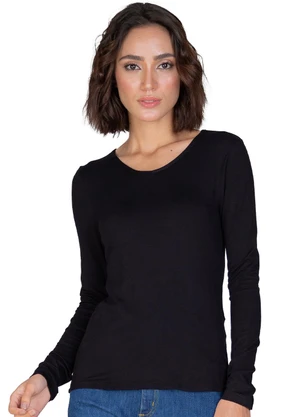 Rovitex - Blusa Manga Longa Básica  Preto - ROVITEX