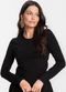 Select - Blusa Manga Longa Básica Bege - variação: Preto