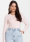 Select - Blusa Manga Longa Básica Bege - variação: Rosa