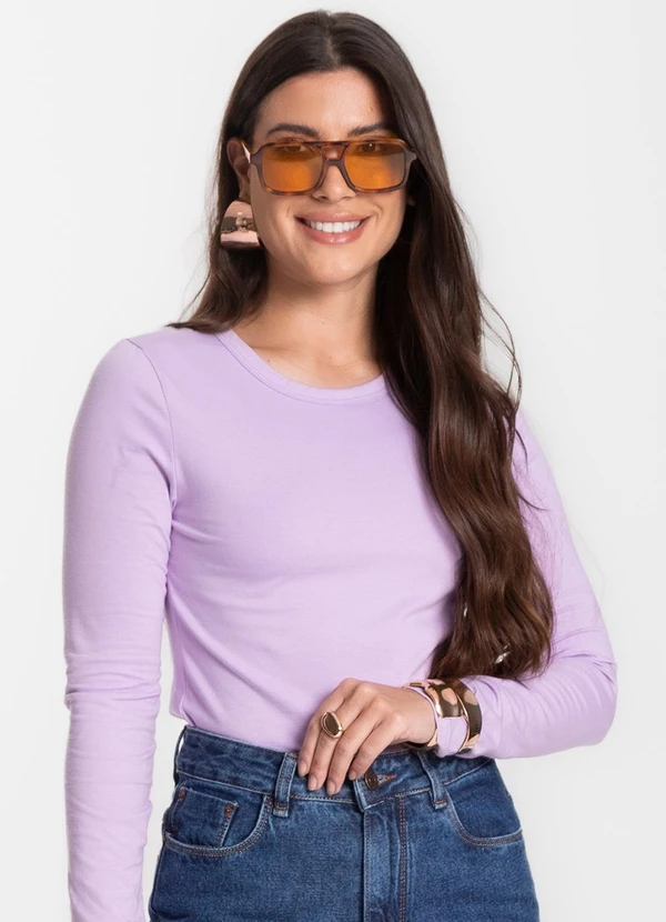 Select - Blusa Manga Longa Básica Roxo