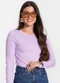 Select - Blusa Manga Longa Básica Bege - variação: Roxo