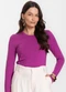 Select - Blusa Manga Longa Básica Bege - variação: Roxo