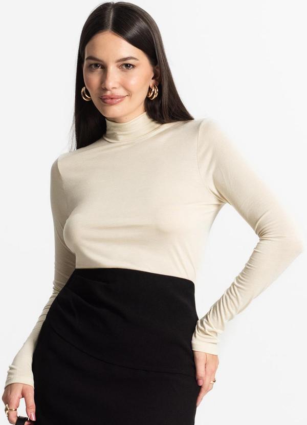 Select - Blusa Manga Longa Básica Bege