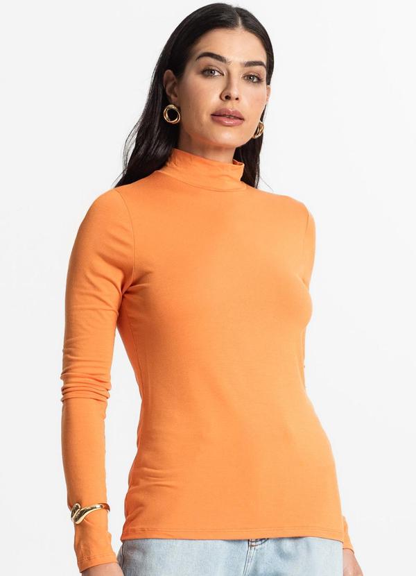Select - Blusa Manga Longa Básica Laranja
