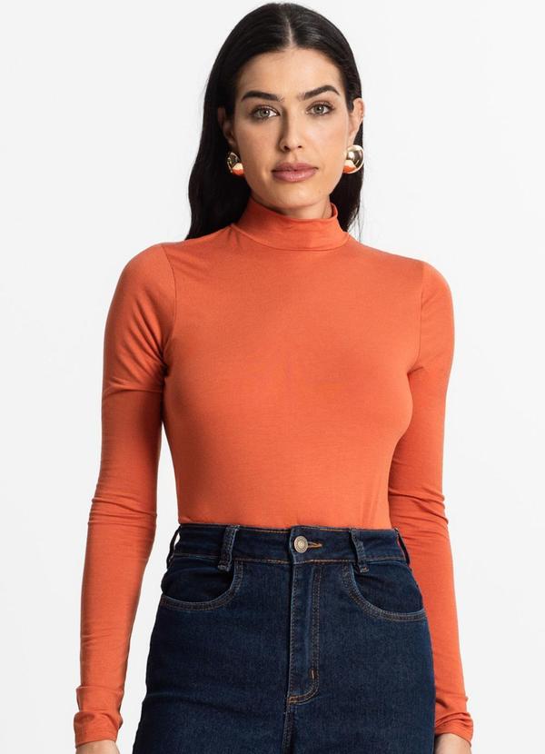 Select - Blusa Manga Longa Básica Laranja