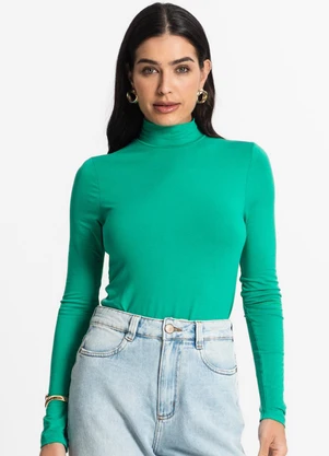 Select - Blusa Manga Longa Básica Verde - SELECT