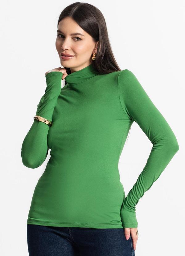Select - Blusa Manga Longa Básica Verde