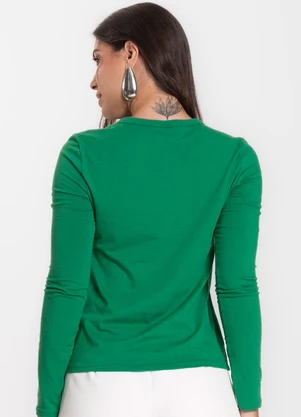 Select - Blusa Manga Longa Básica Verde - SELECT