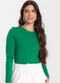 Select - Blusa Manga Longa Básica Bege - variação: Verde