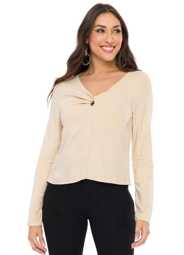 Doce Trama - Blusa Manga Longa Bege