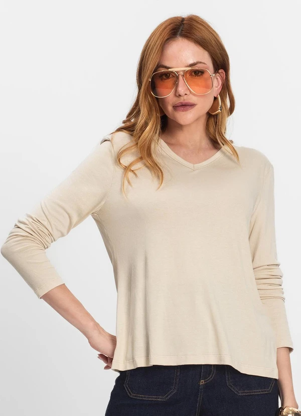 Select - Blusa Manga Longa Bege