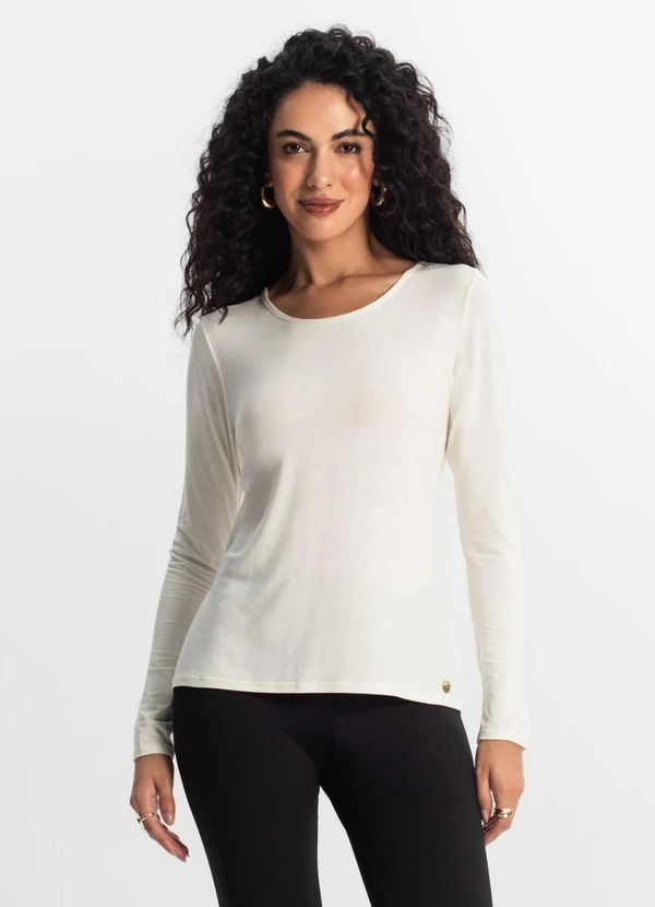 Rovitex - Blusa Manga Longa Bege