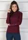 Moda Pop - Blusa Manga Longa Bordô com Botões Decorativos - variação: Bordô