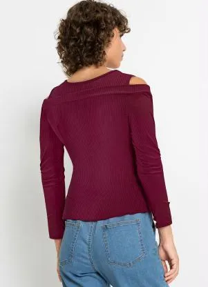 bonprix - Blusa Manga Longa Bordô - BONPRIX