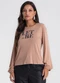 Endless - Blusa Feminina Manga Longa Bufante Bege - variação: Marrom