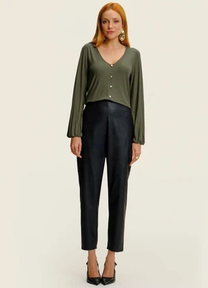 Endless - Blusa Manga Longa Bufante Viscose Verde - ENDLESS