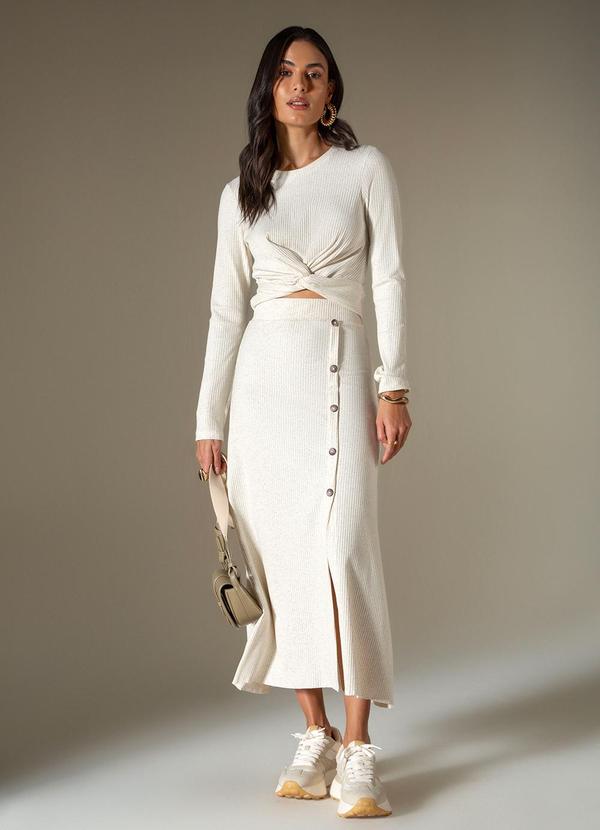 Use Modo - Blusa Manga Longa Busto Torcido Bege 3