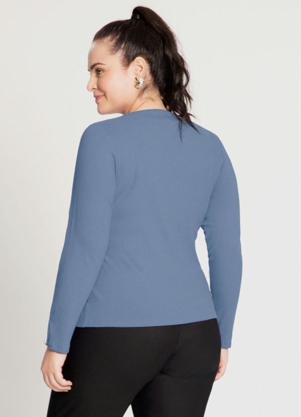 Lunender Mais Mulher - Blusa Manga Longa Canelada Azul 2
