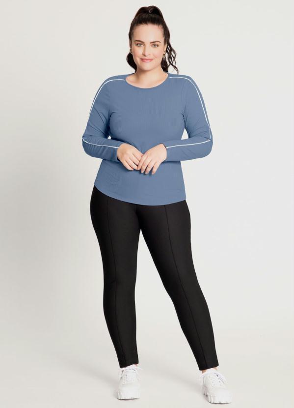 Lunender Mais Mulher - Blusa Manga Longa Canelada Azul 3