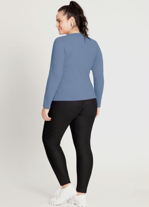 Lunender Mais Mulher - Blusa Manga Longa Canelada Azul 4